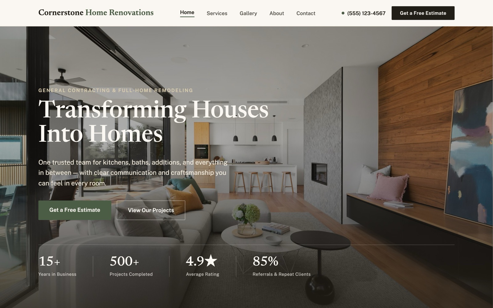 General Contractor demo homepage