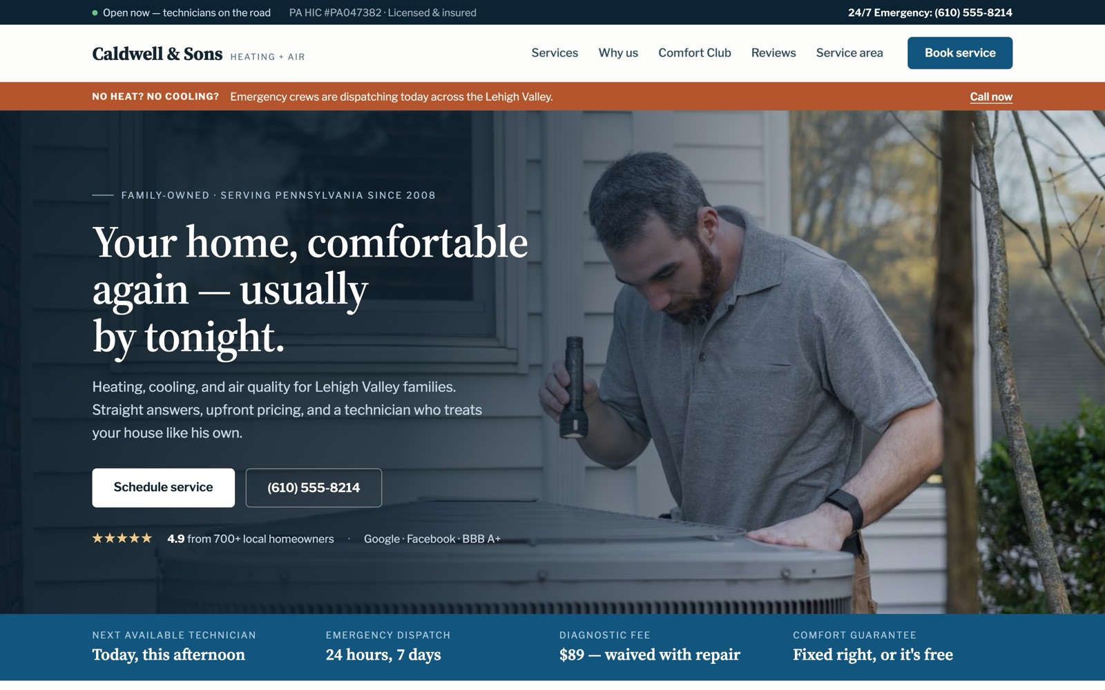 HVAC demo homepage