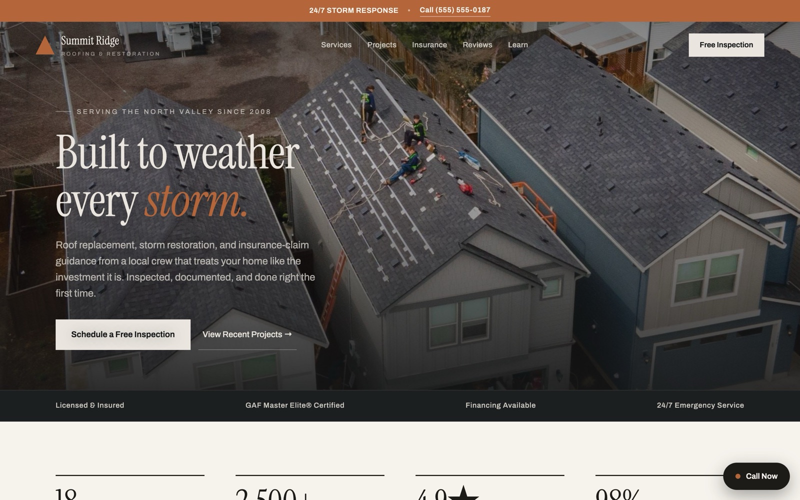 Roofing & Restoration demo homepage
